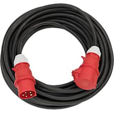 Brennenstuhl CEE-verlengkabel, 10 meter, rubber-neopreen, afsluitklep, IP44 stof- en spatwaterdicht, 400V/32A, zwart/rood