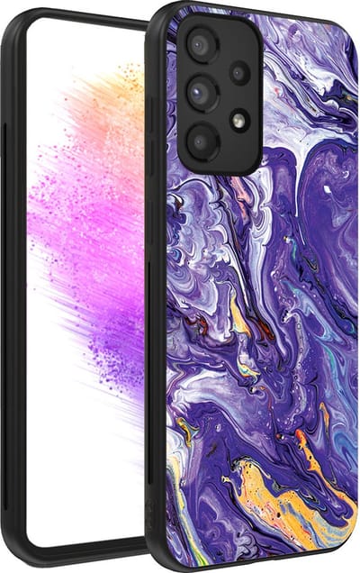 Smartphonica Telefoonhoesje voor Samsung Galaxy A73 5G met marmer opdruk - TPU backcover case marble design - Goud Paars geschikt voor Samsung Galaxy A73 5G
