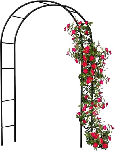 Metalen Tuinboog - Rozenboog Decoratie - Feestelijke Aankleding - Stabiele Constructie - 180x220 cm - Zwart