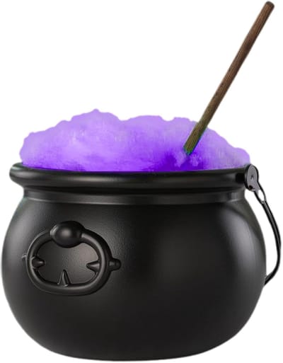Heksenketel Decoratie - Zwarte Ketel - Feestelijke Sfeer - 7 Kleuren Afstandsbediening - 20x26cm - Zwart