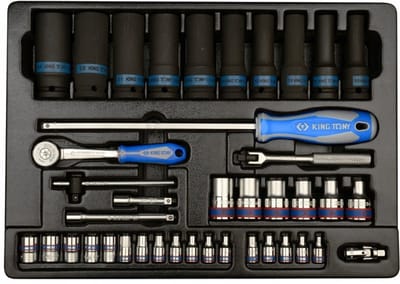 King Tony 40-delige doppenset 1/4" & 1/2" - maten 4-13 mm, E4-E20