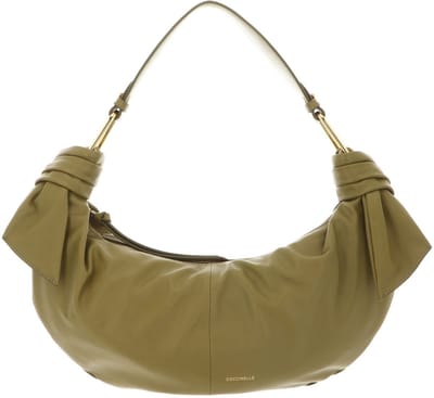 COCCINELLE Leren handtas schoudertas Furoshiki Handbag puffy Smooth Leather Seagrass kaki