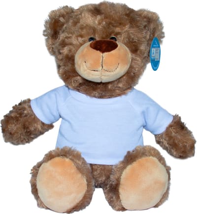 Beer Bodo - knuffelbeer - bruine teddybeer - wit T-shirt - 18 cm - gekrulde pluchen vacht - MiniFeet® - mbw