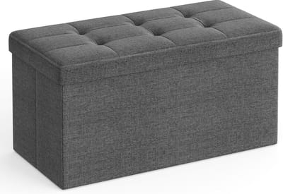 Zitbank met opbergruimte - Opbergkist Poef - Extra Zitten - SGS Gecertificeerd - 76 cm - Donkergrijs