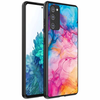 Geschikt voor Samsung Galaxy S20 FE Telefoonhoesje met Regenboog Acryl Marmer Opdruk - TPU Backcover Case Rainbow Acrylic Marble Design - Smartphonica geschikt voor Samsung Galaxy S20 FE