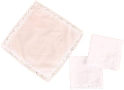 Katoenen Zakdoek - Zakdoekje Bruiloft - Bruiloft Ceremonie - Kanten Rand - 25x25 cm - Wit
