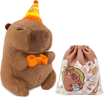 Capybara Knuffeldier - Pluche Dier - Kinderkamer Decoratie - Met Rugzakje - 25 cm - Bruin