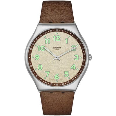 Swatch Skin Irony Serie Kwarts Uurwerk Minimalistisch Bruine Toon Mode Lichtgevend Kwarts Horloge Unisex Horloges Beige SS07S135 Brown beige