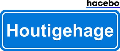 Hacebo - Plaatsnaam Sticker - 29x10 CM - Houtigehage sticker - Verkeersborden sticker - grappige cadeaus - Houtigehage