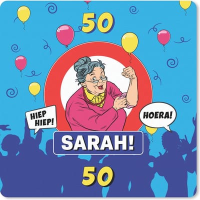 Muismat 20x20 cm - Mousepad Verjaardag - 50 Jaar Sarah - Jubileum - Muismatten
