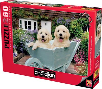 Legpuzzel Met Jonge Honden in Kruiwagen 260 Stukjes