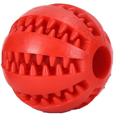 Jouet pour chien, balle interactive en caoutchouc, jouet à mâcher pour chiot, balle de nettoyage des dents pour animaux de compagnie, nourriture pour chats, distributeur de friandises, balles en silicone, jouet (Red,5CM) rouge