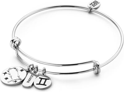 CO88 Collection Zodiac 8CB-90272 Stalen Armband met Hangers - Sterrenbeeld Tweelingen - One-size - Zilverkleurig