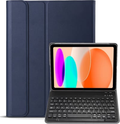 Hoes - Geschikt voor Apple iPad A16/A18 (2022/2025/2026) - 10.9 & 11 inch (10e, 11e & 12e generatie) - Keyboard Book Cover - Toetsenbord Case - Hoesje - Donkerblauw