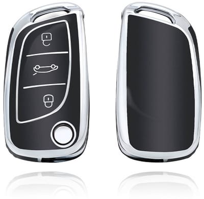 Autosleutel Hoesje geschikt voor Peugeot - Sleutelcover - TPU Cover Sleutelhoes - Accessoires - zwart