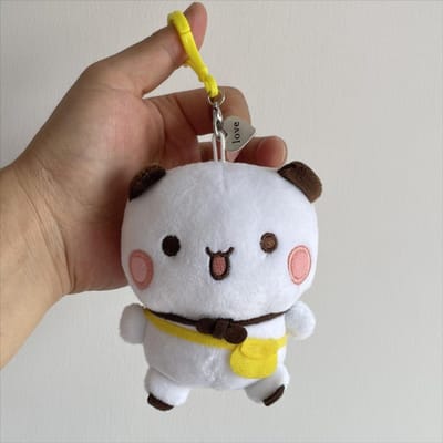 Mignon Bubu Dudu Peluche Porte-clés Panda Peluche Kawaii Ours Brun Moelleux Jouet Poupée Pendentif Sac Doux Cadeaux d'Anniversaire pour Couple brown