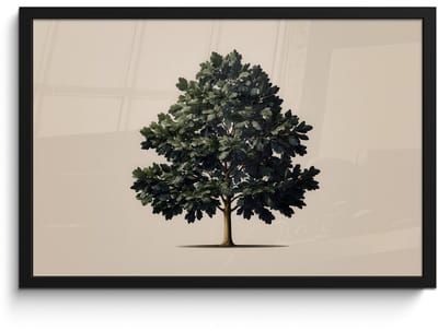 Poster in lijst - Fotolijst 60x40 cm - Posters - Eikenboom - Schaduw - Egaal - Posterlijst zwart - Decoratie - Wanddecoratie woonkamer - Muurdecoratie slaapkamer