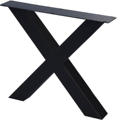 FLE - Premium stalen X tafelpoot 75 bij 10 cm en hoogte 72 cm zwarte gepoedercoat (koker 10 x 10 cm)