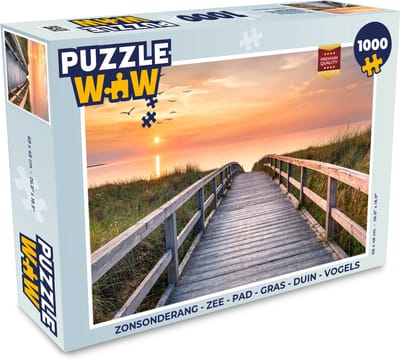 Puzzel Zonsonderang - Zee - Pad - Gras - Duin - Vogels - Legpuzzel - Puzzel 1000 stukjes volwassenen