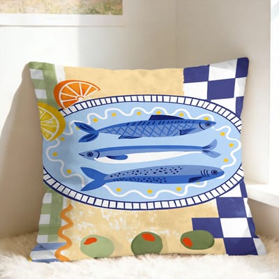 Platte Kust Zeevruchten Thema Kussensloop Comfortabele Kussensloop Nieuwigheid Kussensloop Voor Bank Slaapkamer Woondecoratie 50x50cm