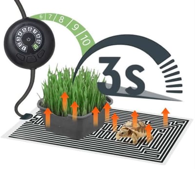 keFIRST Grafeen infrarood warmtemat 15x28cm met thermostaat voor reptielen, amfibieën, kuikens en zelf fermenteren