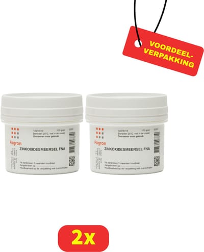 Fagron Zinkoxidesmeersel FNA - Licht Verkoelend, Indrogend en Jeukstillend - 2 x 100 Gram - Voordeelverpakking