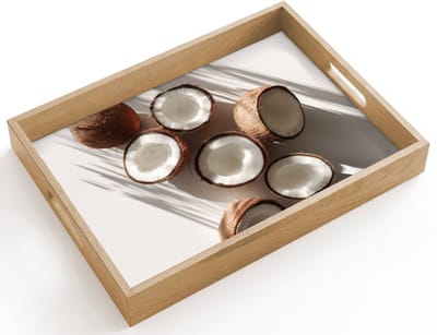 Dienblad hout 40x30 cm - Schootdienblad - Kokosnoten - Bruin - Shaduw - Borrelplank rechthoek - Plateau dienbladen