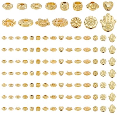 Dailygoods- Afstandhouders 120 Stuks - Vergulde Kralen - Platte Sluitringen - Sieraden Maken - 15 Stijlen - Afmetingen 4,2 ~ 11 mm - Sieradenkralen