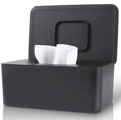 Babydoekjesdispenser voor vers doekjes - Antislip en met afdichtingsdeksel (Zwart)