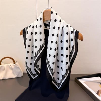 Foulard Carré en Soie 68x68cm Châle de Tête Foulard Bandeau pour Cheveux Ruban Pois Foulards pour Cheveux Cou Hijab Bandana Mode Foulard Pashmina 68x68cm gray