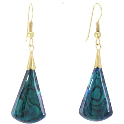 Behave - Oorhangers - Schelp - Oceaanblauw & Groen - Trapeziumvorm - Handgemaakt