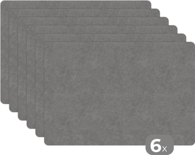 Placemat - Placemats kunststof - Beton - Oud - Patroon - 45x30 cm - 6 stuks - Hittebestendig - Anti-Slip - Onderlegger - Afneembaar