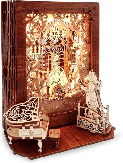 3D Houten Puzzel Boek - Belle en het Beest Lichtgevend Model voor Volwassenen en Kinderen