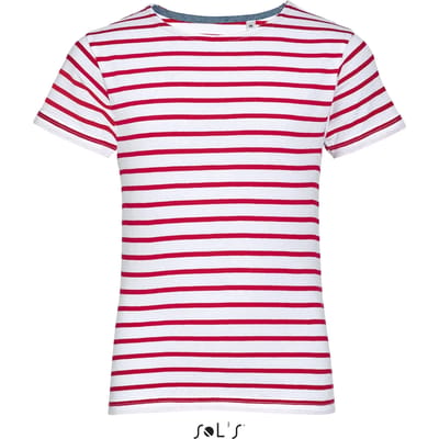 SOL'S Kids´ Round Neck Striped T-Shirt Miles L01400 - White/Red - 4 years (96/104)