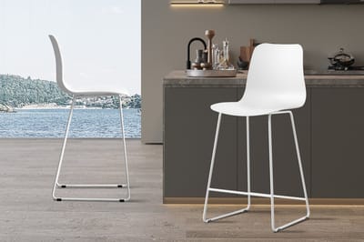 Barstoel Marie Wit – Rousseau – voor keukeneiland - Zithoogte 65 cm – Polypropyleen – Metaal