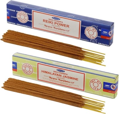 Satya Wierook cadeauset - 2x geurstokjes - Reiki Power en Jasmijn geur - Meditatie