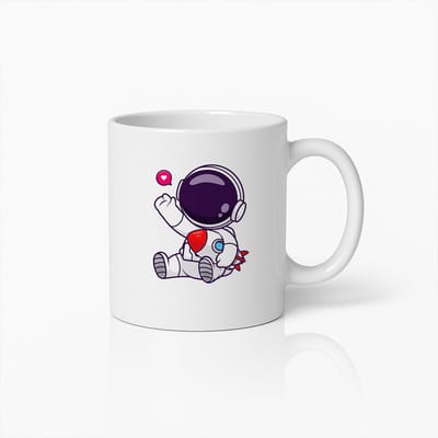 Schattige Astronaut met Raket Mok – Leuke Ruimte-thema Beker voor Kinderen en Sci-Fi Fans