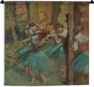 Wandkleed Edgar Degas - Dancers Pink and Green - Schilderij van Edgar Degas Wandkleed katoen 120x120 cm - Wandtapijt met foto