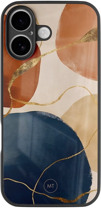 Hoesje geschikt voor iPhone 16 - Abstract harmony - Luxe Hard Case - Print - Multi - Mooie Telefoonhoesjes