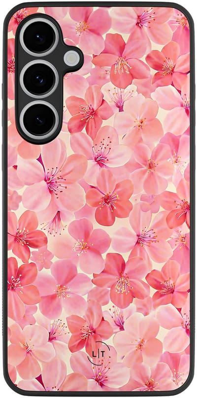 Leuke Telefoonhoesjes - Hoesje geschikt voor Samsung Galaxy S24 FE - Pink flowers - Backcover zwart - Bloemen - Roze