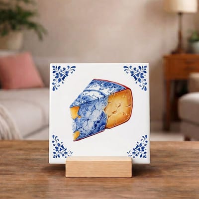 Delftsblauw Tegeltje 11x11 Kaas – Keuken Decoratie Cadeau