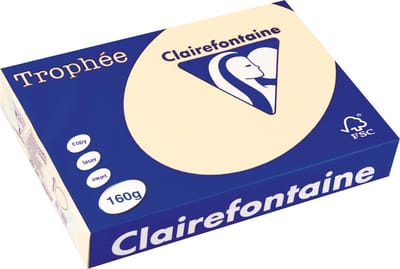 Clairefontaine Trophée Pastel, gekleurd papier, A4, 160 g, 250 vel, crème 4 stuks