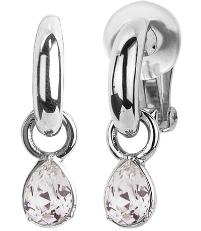 Traveller Clip Oorbellen - Oorclips Dames - Hangers - Zilverkleurig - Kristal - Preciosa Crystals - Oorhangers 27 mm - 157458
