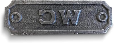 WC Deur Plaat - Antiek Gietijzer - Badkamer Decoratie - Handgemaakt Authentiek - 105 cm - Zwart