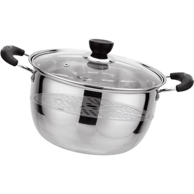 Casserole à Soupe avec Coussinet Vapeur Acier Inoxydable Cuisson Mini Pot Vapeur Ustensiles de Cuisine Multifonctionnels pour Cuisinière à Gaz