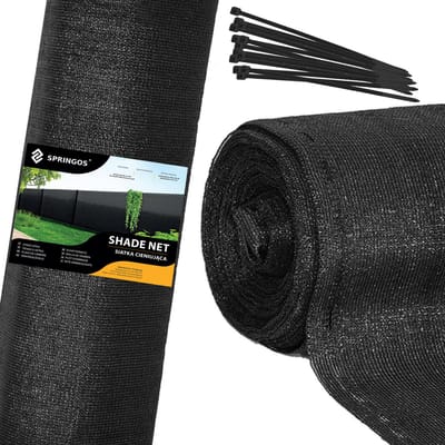 Springos Zichtbreeknet | Zichtdoek | Privacynet | Schaduwdoek | Rol 1,5 x 10 m | 90 % Schaduw | 140g/m² | Zwart