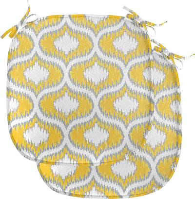 New Bed Ikat Gele Levendige Ovale Vormen Stoelkussen Set van 2, Anti-Slip Zitting Pad, 40 cm x 40 cm