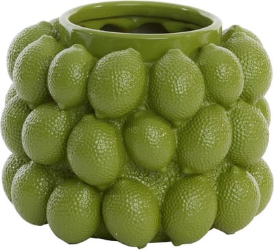 Light & Living Vaas Lemon - Olijfgroen - Ø17.5cm - Kunststof - - Bloemenvaas - Woondecoratie - Decoratieve vaas voor woonkamer of slaapkamer - Pasen - Paasdecoratie - Vaas voor Paastakken