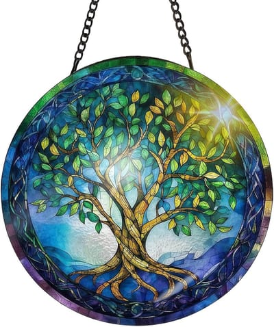 Kleurrijke Acryl Raamdecoratie, 20 x 20 cm, Boho Stijl, Hangend voor Balkon, Lichtspel en Unieke Interieuraccenten
