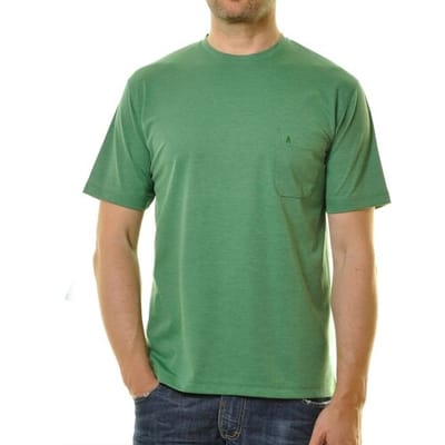 Ragman T-Shirt Softknit Uni Easy Care Round Neck Breast Pocket Emerald / male